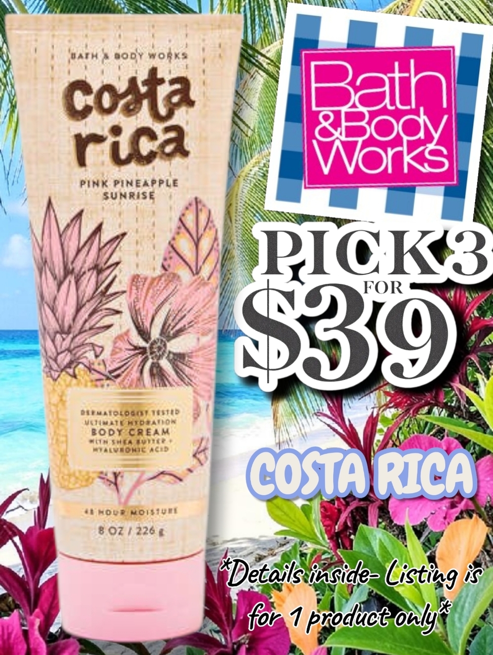 Bath & Body Works Costa Rica Pink Pineapple Sunrise Body Cream - Pink